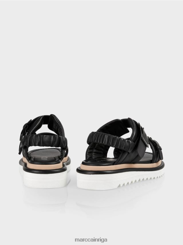 apavi melns VRBHXD1653 Marc Cain sandales ar kontrastējošas krāsas zoli