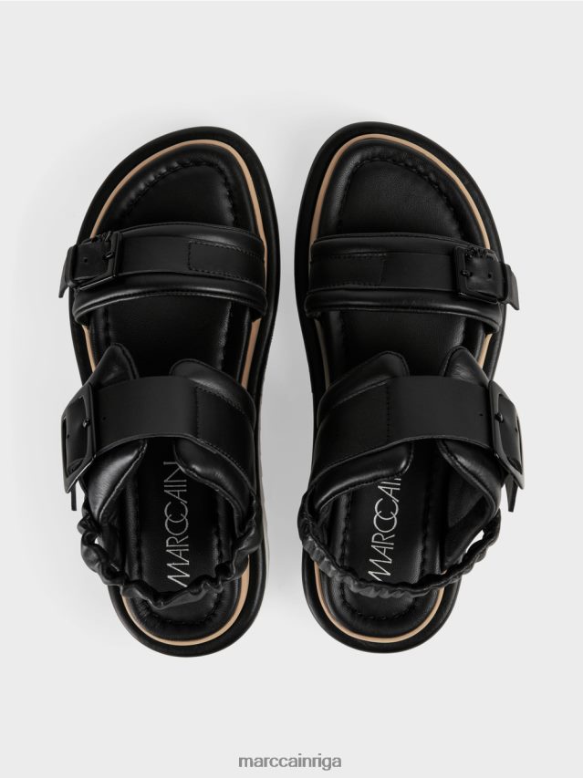 apavi melns VRBHXD1653 Marc Cain sandales ar kontrastējošas krāsas zoli