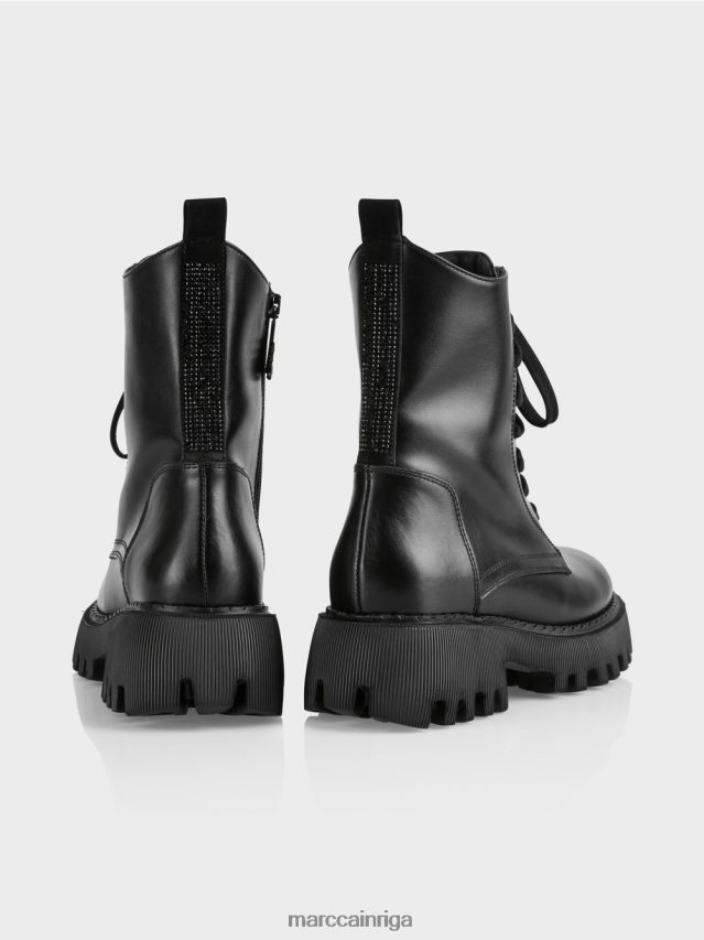 apavi melns VRBHXD1574 Marc Cain izturīgi zābaki ar rhinestones