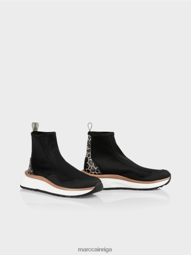 apavi melns VRBHXD1626 Marc Cain vidēja piegriezuma kurpes ar leoparda papēdi