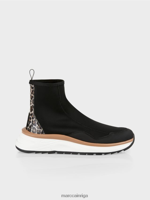 apavi melns VRBHXD1626 Marc Cain vidēja piegriezuma kurpes ar leoparda papēdi