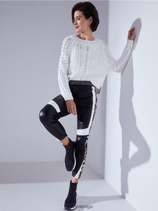 apavi melns VRBHXD1626 Marc Cain vidēja piegriezuma kurpes ar leoparda papēdi