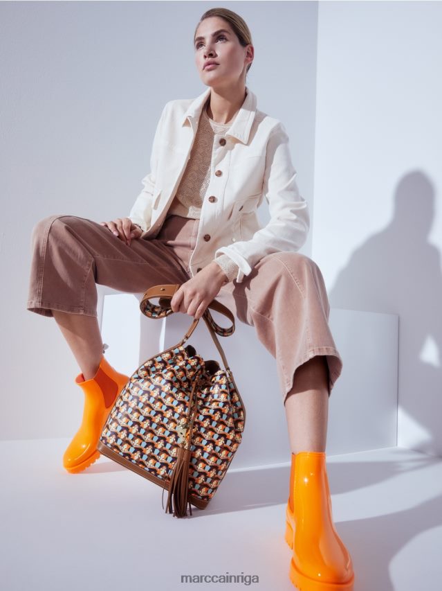 apavi spilgti oranža VRBHXD1651 Marc Cain gumijas chelsea zābaki ar profila zoli