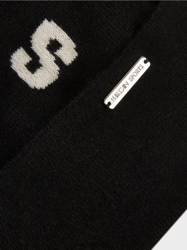 piederums melns VRBHXD1698 Marc Cain adīta \"pārdomāt kopā\" ​​vāciņš