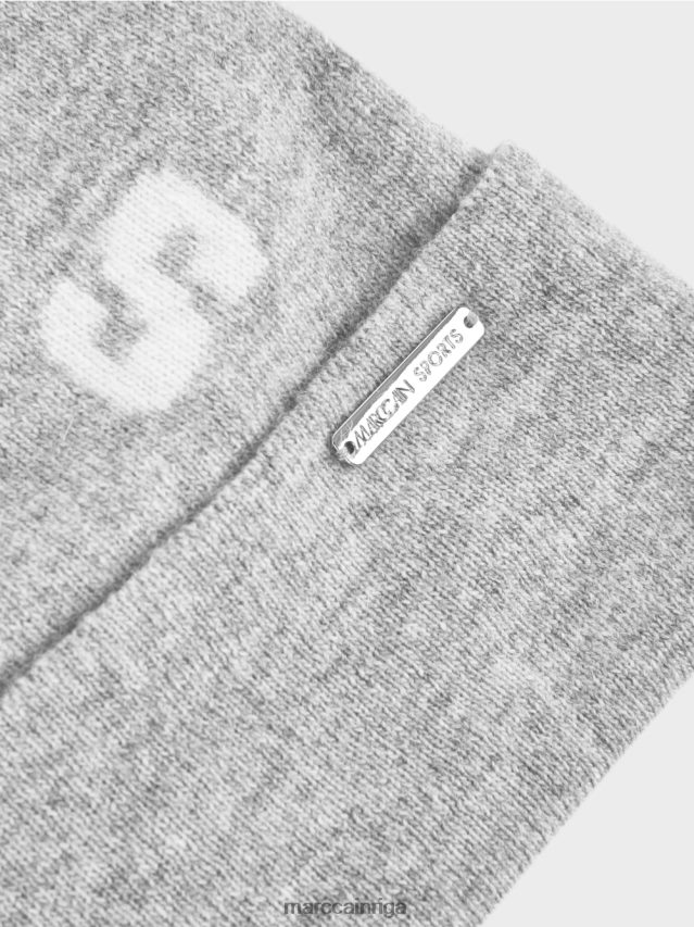 piederums sudrabaini pelēks VRBHXD1694 Marc Cain adīta \"pārdomāt kopā\" ​​vāciņš