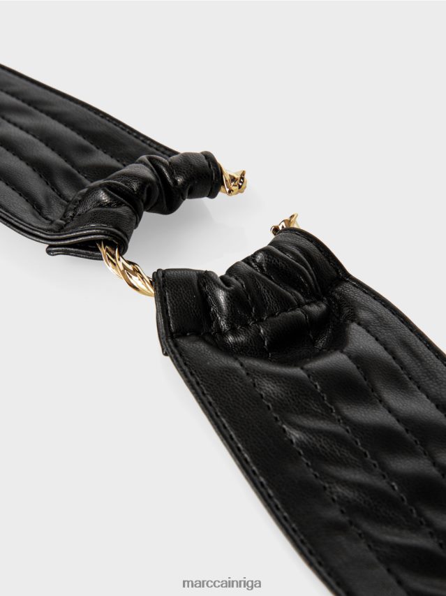 piederums melns VRBHXD1743 Marc Cain vidukļa josta ar savītu dekorētu gredzenu