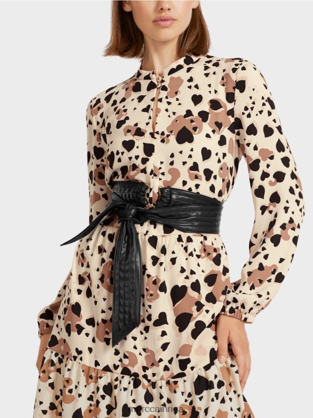 piederums melns VRBHXD1743 Marc Cain vidukļa josta ar savītu dekorētu gredzenu