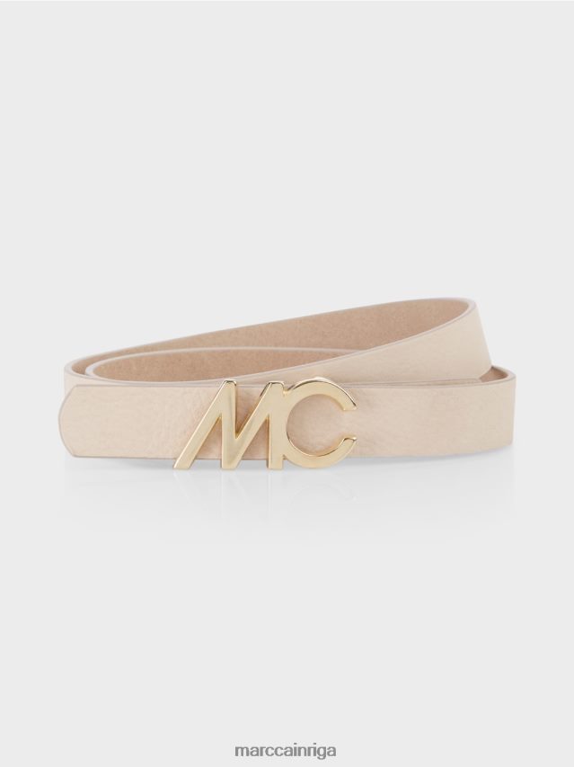 piederums tumšs krēms VRBHXD1680 Marc Cain vidukļa josta ar logo sprādzi