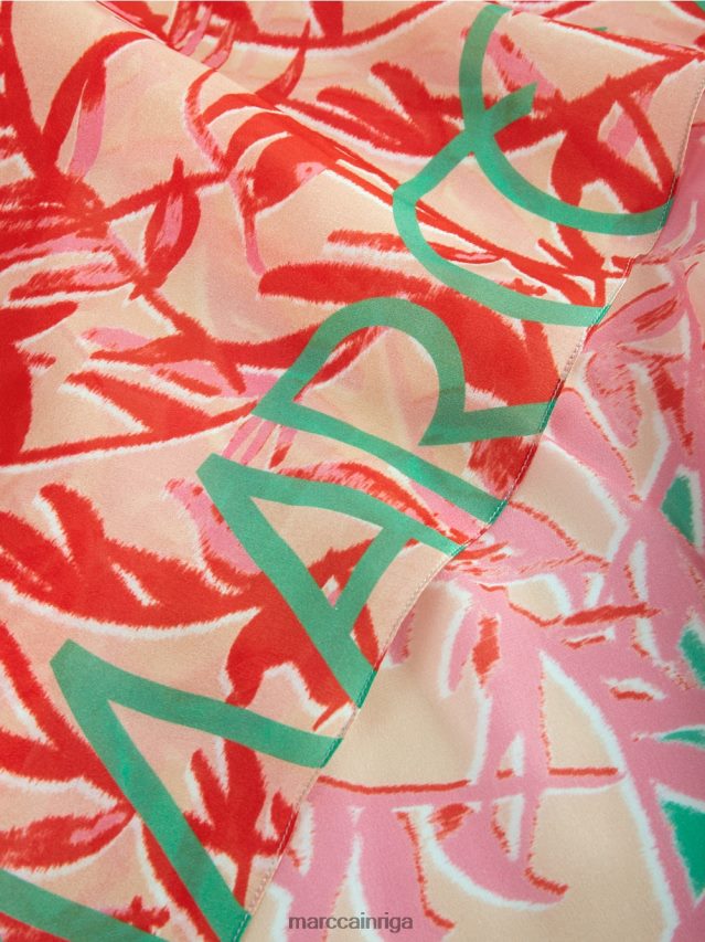 piederums gaišs skuķis VRBHXD1736 Marc Cain eleganta zīda šalle ziedu rakstā