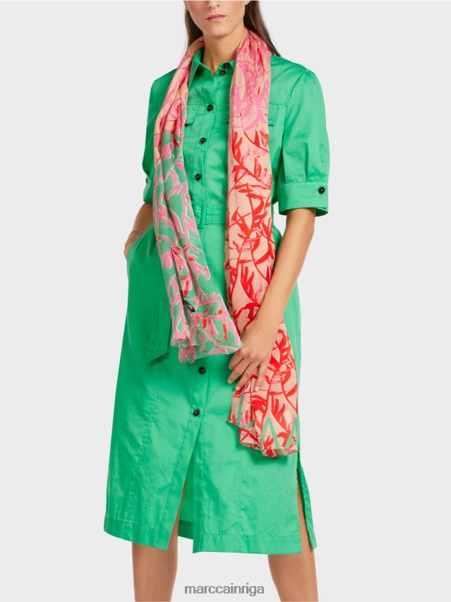 piederums gaišs skuķis VRBHXD1736 Marc Cain eleganta zīda šalle ziedu rakstā