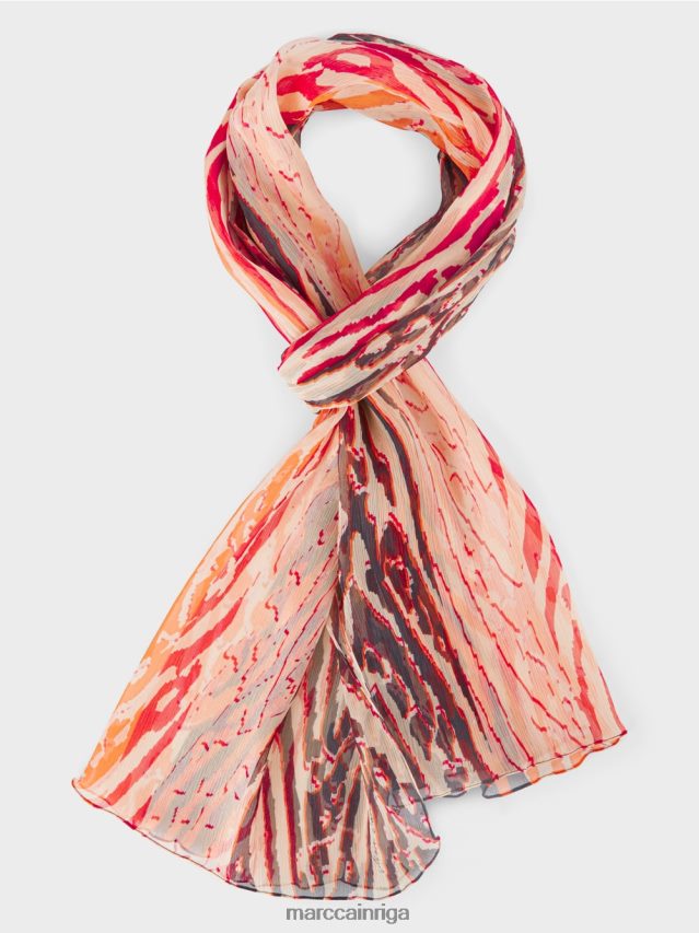 piederums krēms VRBHXD1712 Marc Cain zīda šalle ar dzīvnieku kažokādas apdruku