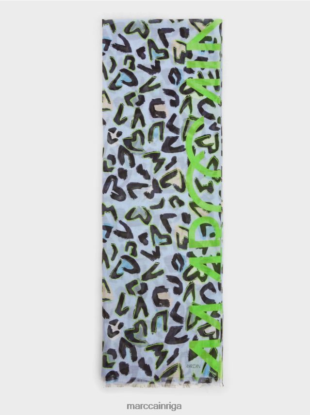 piederums mīksts pulveris zils VRBHXD1689 Marc Cain šalle ar grafiti iedvesmotu dizainu