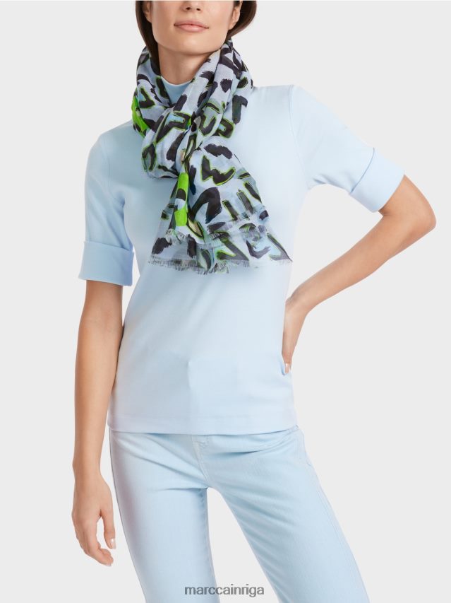 piederums mīksts pulveris zils VRBHXD1689 Marc Cain šalle ar grafiti iedvesmotu dizainu