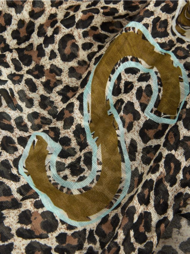 piederums pūderkrēms VRBHXD1733 Marc Cain šalle ar leoparda apdruku un uzrakstiem