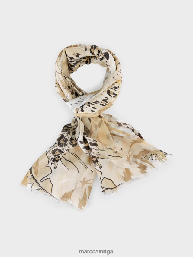 piederums panna cotta VRBHXD1721 Marc Cain šalle ar kolāžas motīvu