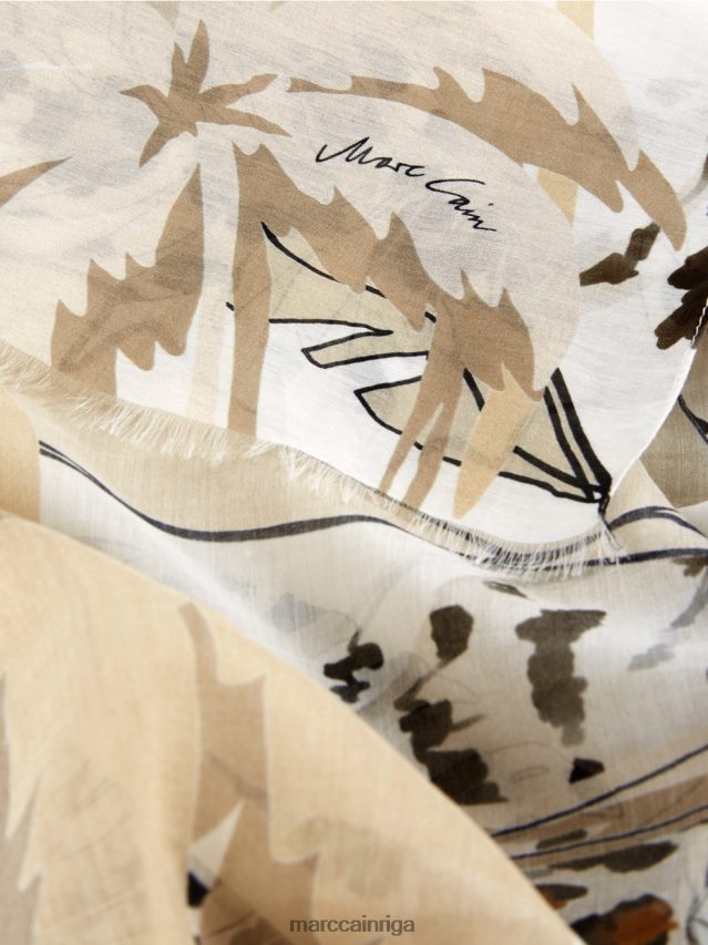 piederums panna cotta VRBHXD1721 Marc Cain šalle ar kolāžas motīvu