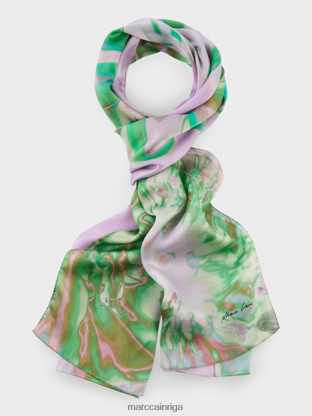 piederums spilgta lavanda VRBHXD1665 Marc Cain smalka zīda šalle ar ziedu dizainu