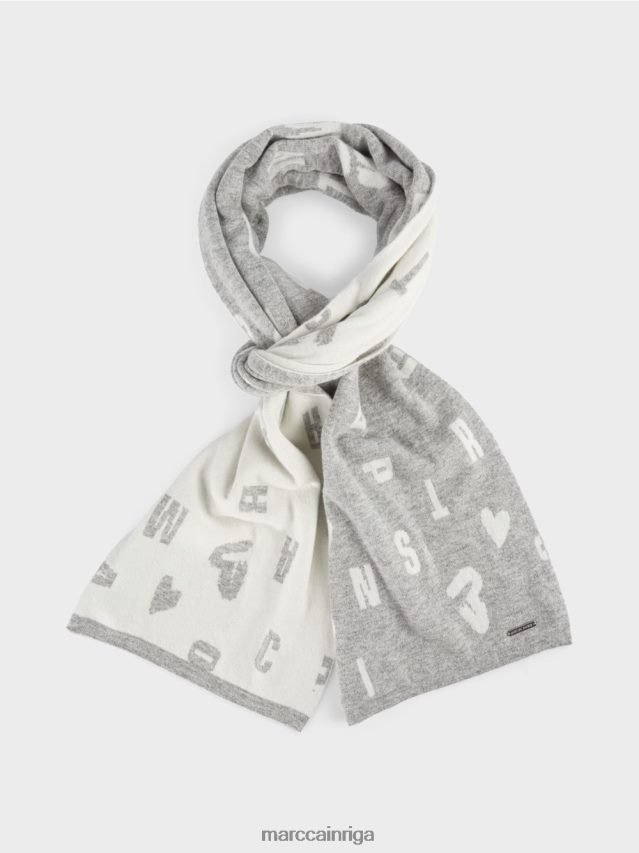 piederums sudrabaini pelēks VRBHXD1690 Marc Cain atgriezeniska "pārdomāt kopā" ​​šalle