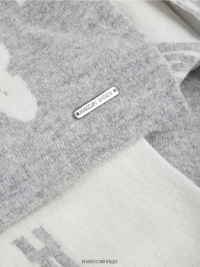 piederums sudrabaini pelēks VRBHXD1690 Marc Cain atgriezeniska \"pārdomāt kopā\" ​​šalle