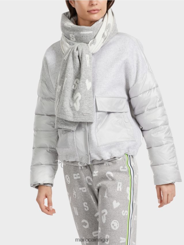 piederums sudrabaini pelēks VRBHXD1690 Marc Cain atgriezeniska \"pārdomāt kopā\" ​​šalle