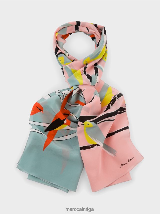 piederums tumši debeszils VRBHXD1706 Marc Cain putnu dizaina zīda šalle