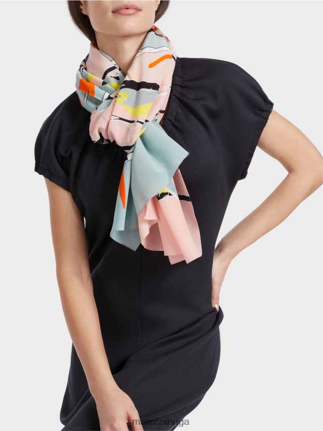 piederums tumši debeszils VRBHXD1706 Marc Cain putnu dizaina zīda šalle