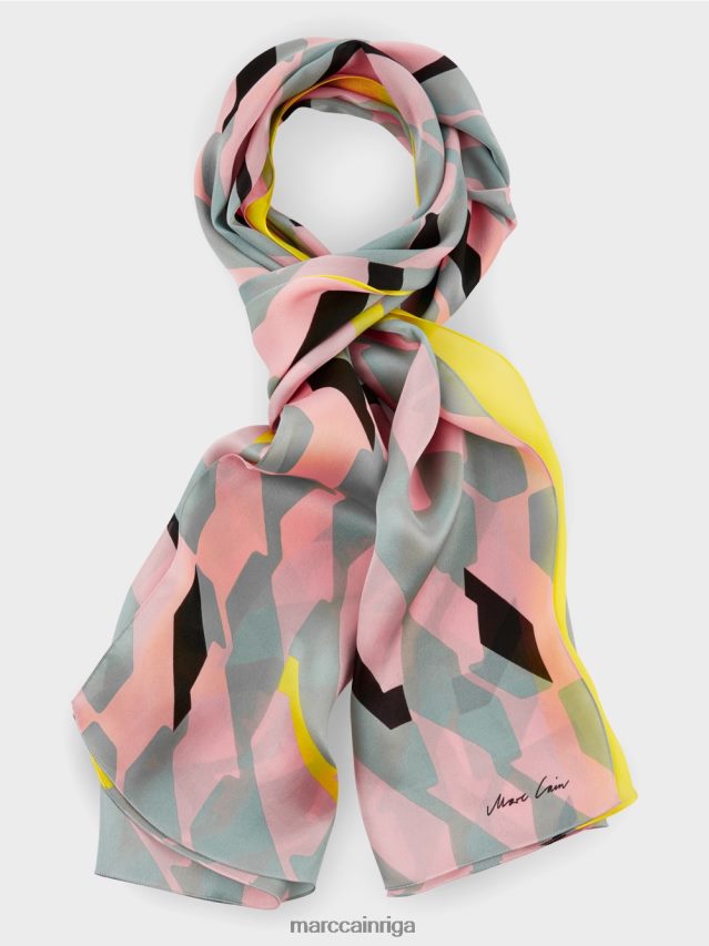 piederums tumši debeszils VRBHXD1707 Marc Cain zīda šalle ar grafisku dizainu