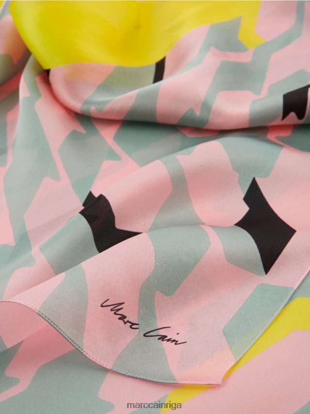 piederums tumši debeszils VRBHXD1707 Marc Cain zīda šalle ar grafisku dizainu