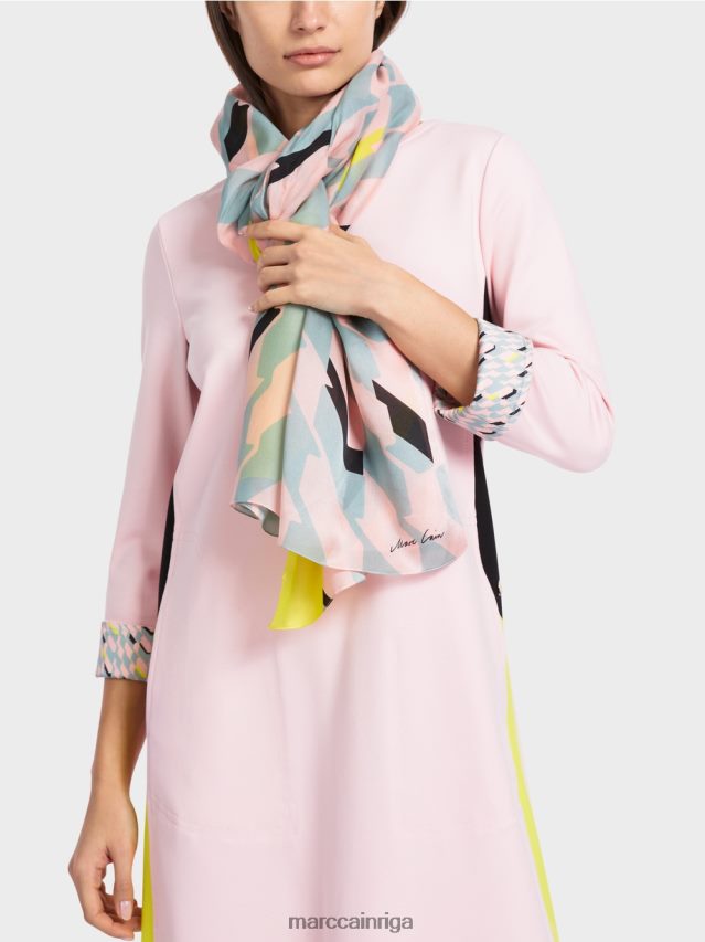 piederums tumši debeszils VRBHXD1707 Marc Cain zīda šalle ar grafisku dizainu