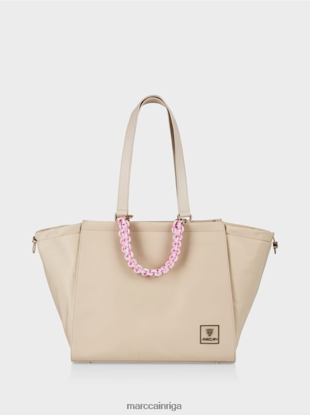 piederums balinātas smiltis VRBHXD1549 Marc Cain "pārdomāt kopā" ​​tamborēta roktura soma