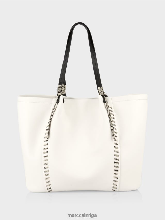 piederums balts un melns VRBHXD1524 Marc Cain \"pārdomāt kopā\" ​​soma ar ādu