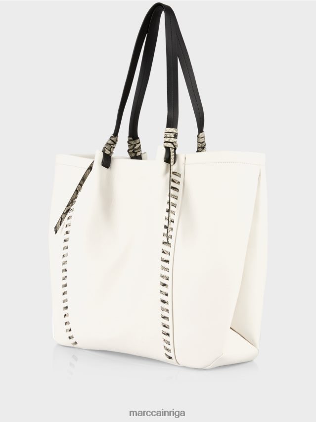 piederums balts un melns VRBHXD1524 Marc Cain \"pārdomāt kopā\" ​​soma ar ādu