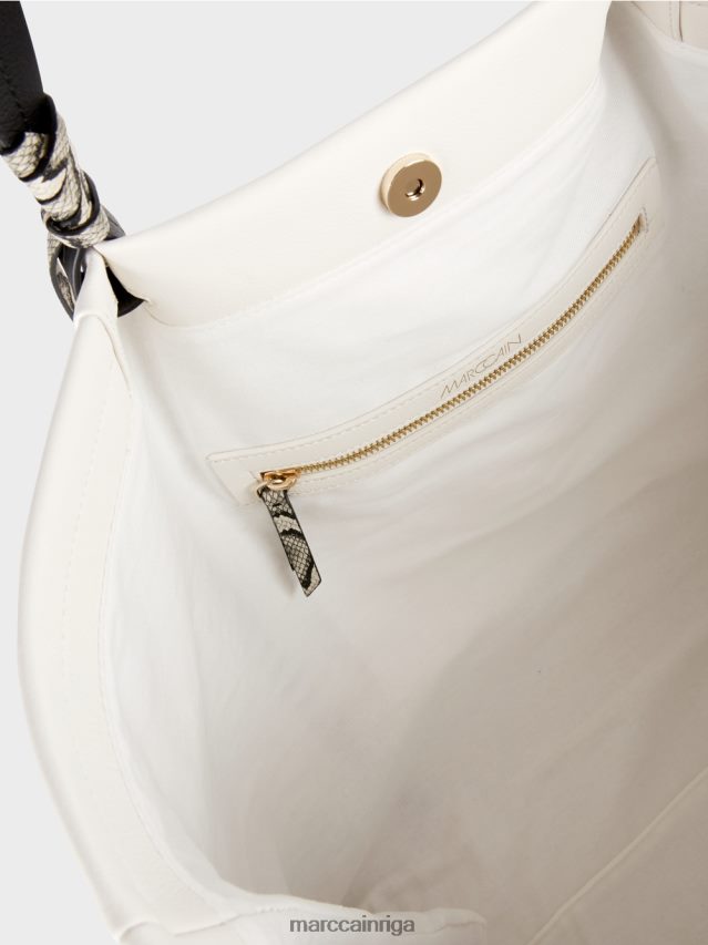 piederums balts un melns VRBHXD1524 Marc Cain \"pārdomāt kopā\" ​​soma ar ādu