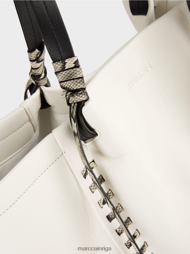 piederums balts un melns VRBHXD1524 Marc Cain \"pārdomāt kopā\" ​​soma ar ādu