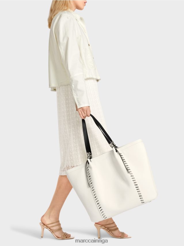 piederums balts un melns VRBHXD1524 Marc Cain \"pārdomāt kopā\" ​​soma ar ādu