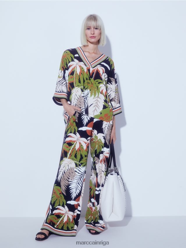 piederums balts un melns VRBHXD1524 Marc Cain \"pārdomāt kopā\" ​​soma ar ādu