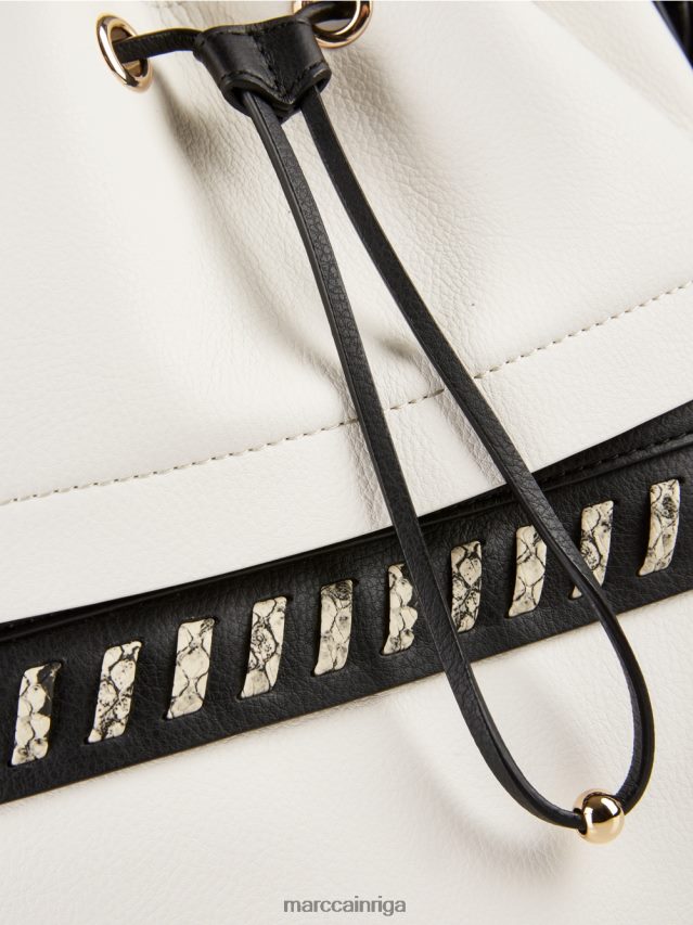 piederums balts un melns VRBHXD1529 Marc Cain \"pārdomāt kopā\" ​​kausu soma