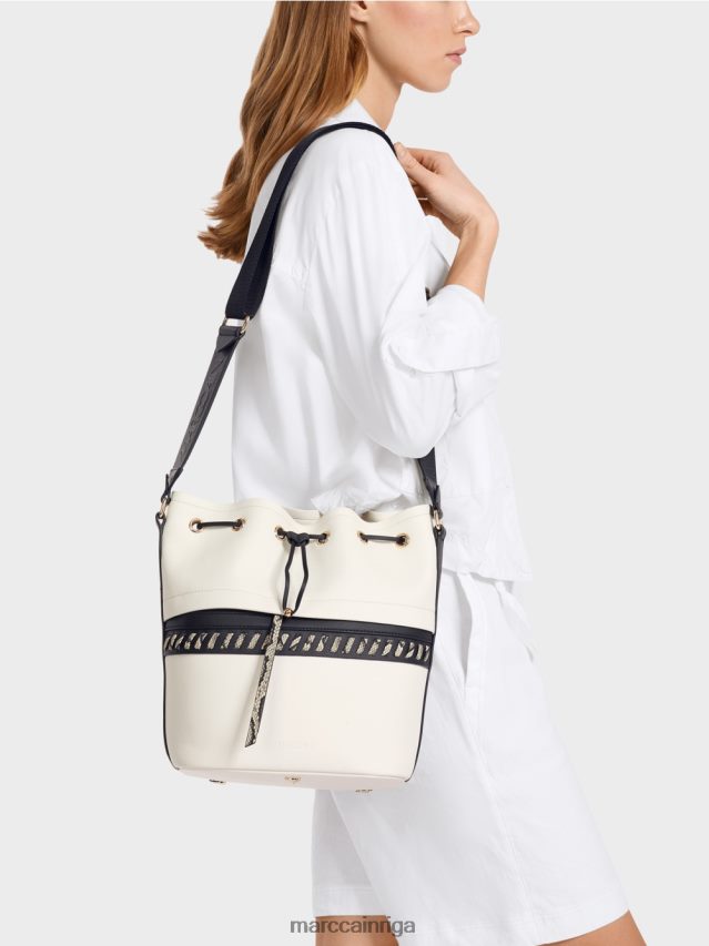 piederums balts un melns VRBHXD1529 Marc Cain \"pārdomāt kopā\" ​​kausu soma