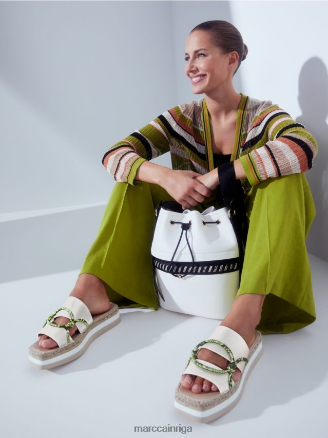 piederums balts un melns VRBHXD1529 Marc Cain \"pārdomāt kopā\" ​​kausu soma