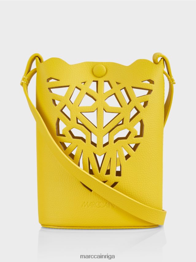 piederums citronzaļš VRBHXD1532 Marc Cain "pārdomājiet kopā" ​​leoparda galvas mini soma