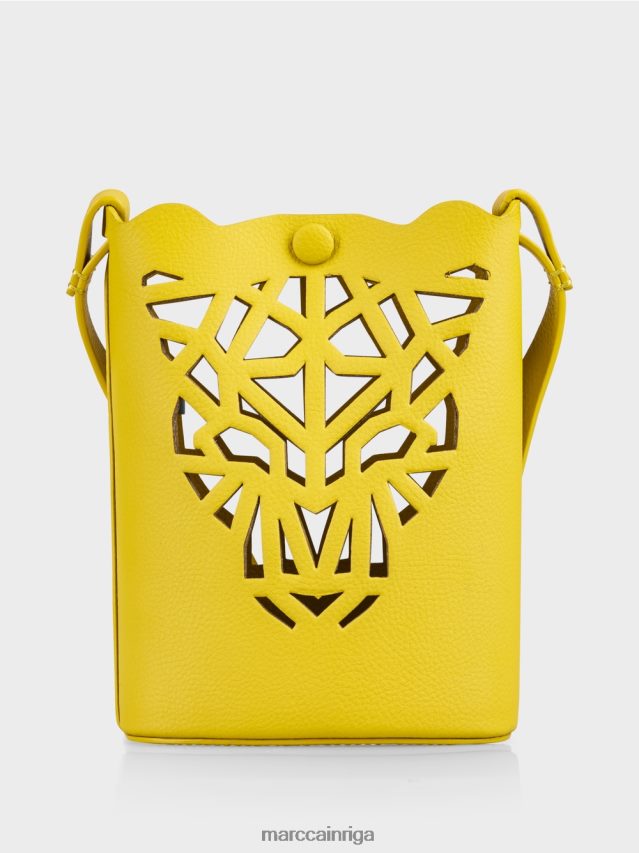 piederums citronzaļš VRBHXD1532 Marc Cain \"pārdomājiet kopā\" ​​leoparda galvas mini soma