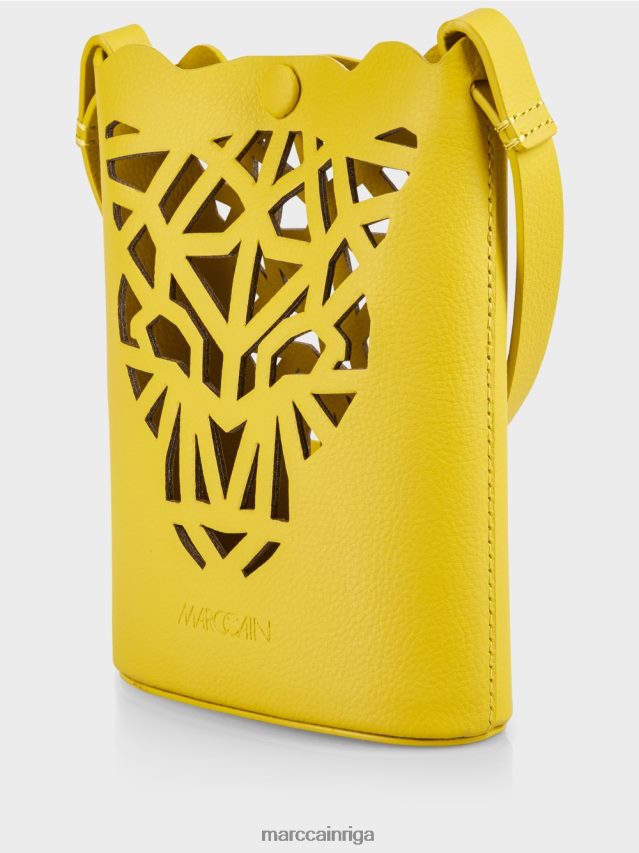 piederums citronzaļš VRBHXD1532 Marc Cain \"pārdomājiet kopā\" ​​leoparda galvas mini soma