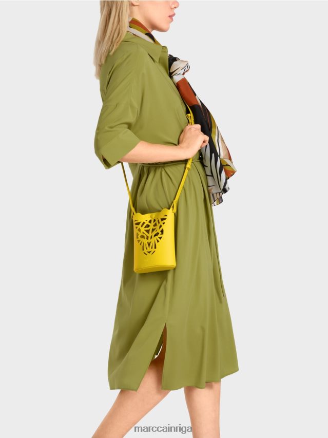 piederums citronzaļš VRBHXD1532 Marc Cain \"pārdomājiet kopā\" ​​leoparda galvas mini soma