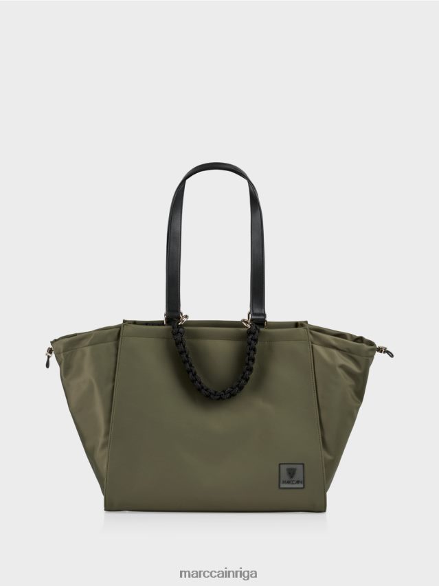 piederums dzeltena olīva VRBHXD1538 Marc Cain "pārdomāt kopā" ​​tamborēta roktura soma