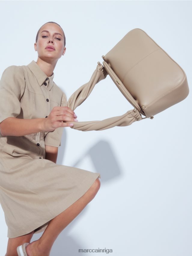 piederums dziļas smiltis VRBHXD1526 Marc Cain plecu soma ar savītu rokturi