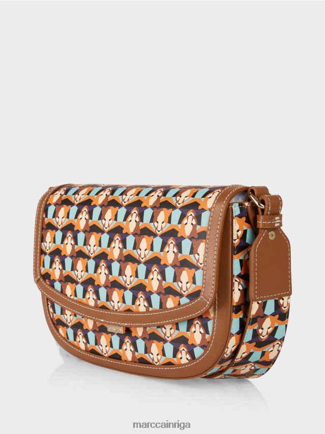 piederums dzidrs oranžs VRBHXD1545 Marc Cain leoparda galvas raksta atkārtota plecu soma