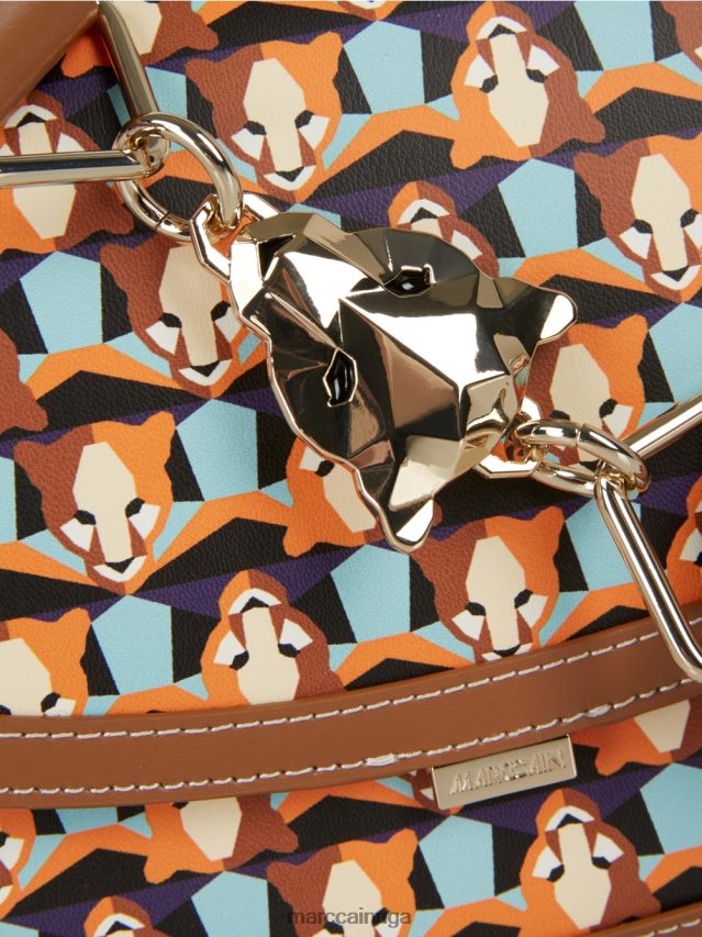 piederums dzidrs oranžs VRBHXD1545 Marc Cain leoparda galvas raksta atkārtota plecu soma