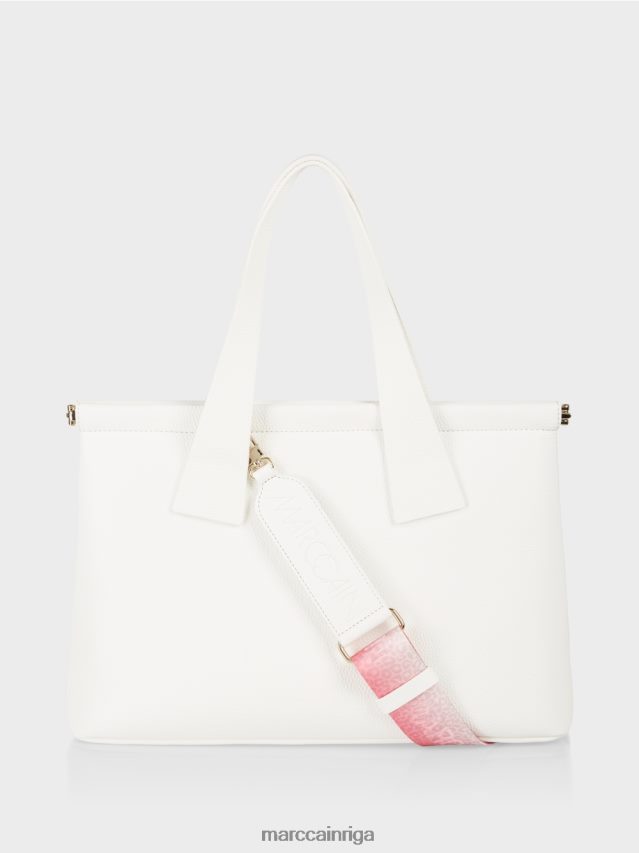 piederums gandrīz balts VRBHXD1541 Marc Cain mākslīgā nappa plecu soma ar siksnu