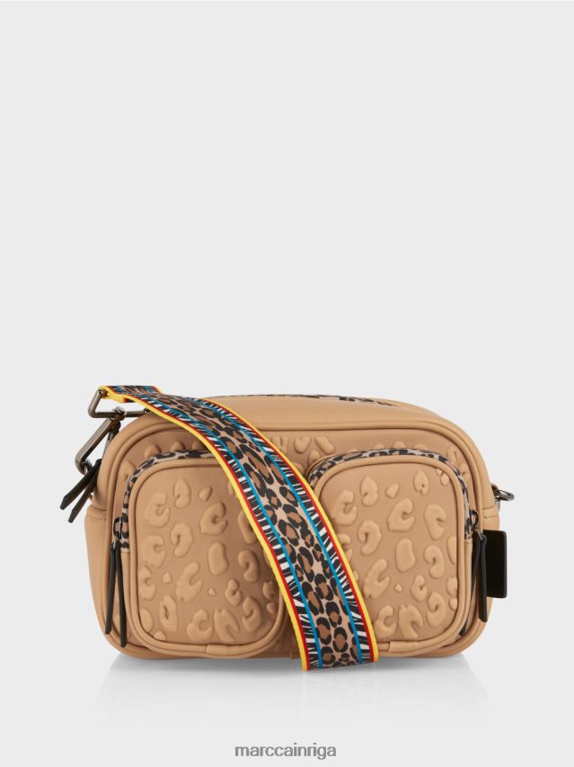 piederums mīksta kafija VRBHXD1502 Marc Cain plecu soma ar reljefu dizainu