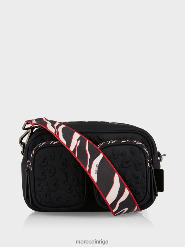 piederums melns VRBHXD1517 Marc Cain plecu soma ar reljefu dizainu